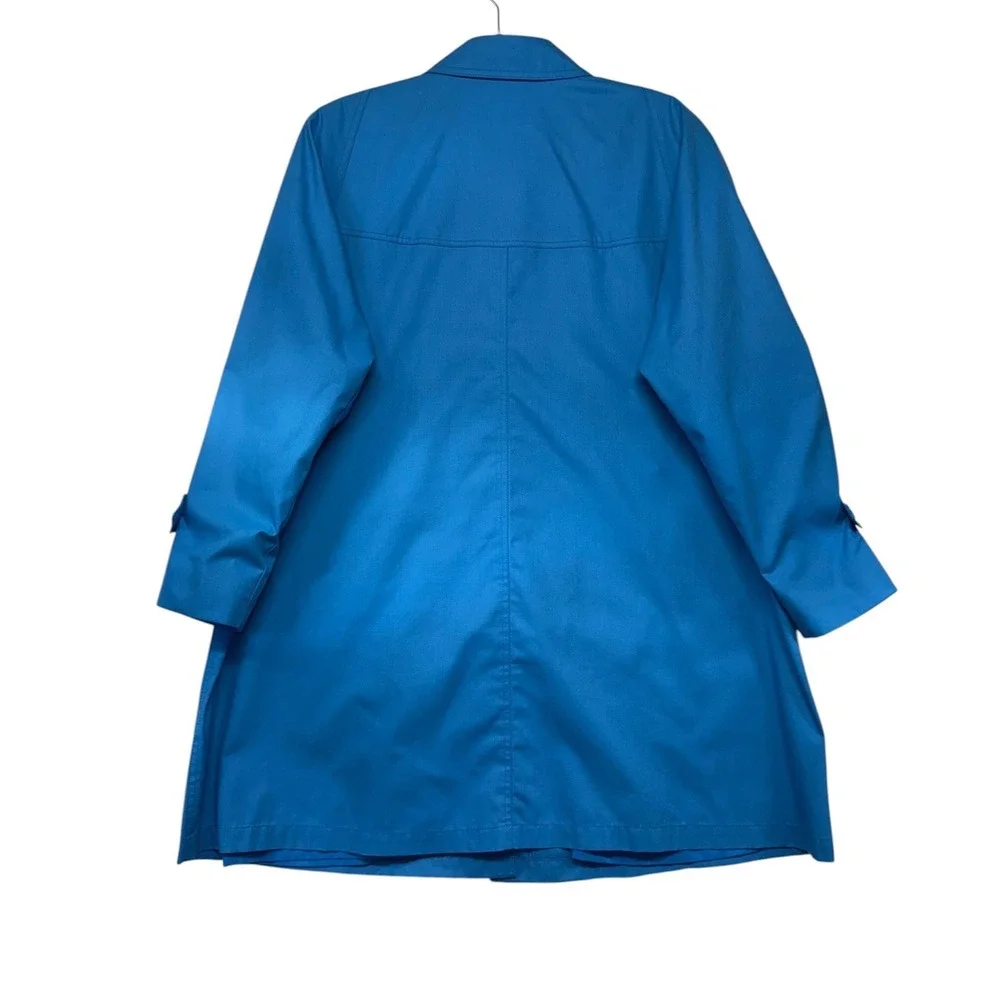 London Fog Vintage Blue Trench Coat Mid-Length Jacket Womens Size 16.5